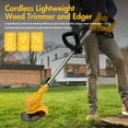 thumbnail image 2 of Grass Trimmer, 24V Electric Weed Eater Grass Cutter with 2x2.0A Batteries, 3 in 1 Battery Powered Weed Trimmer with Wheels 3 Types Blades for Yard Garden, Yellow, 2 of 9
