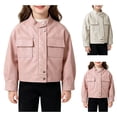 thumbnail image 7 of Coerni Boys Girls Faux Leather Jacket Banded Stand Collar Biker Moto Coat Teen Trendy Vintage Cropped Jackets Fall Winter Coat, 7 of 7