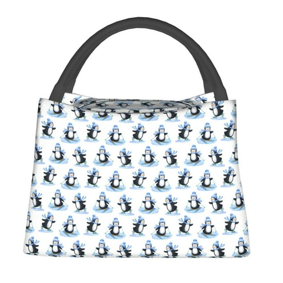Fotbe Skiing Penguin Funny Bolsa Térmica Portátil con Estampado, Bolsa de Entrega de Alimentos Aislada, Bolsa Reutilizable de Gran Capacidad para Comidas y Supermercado