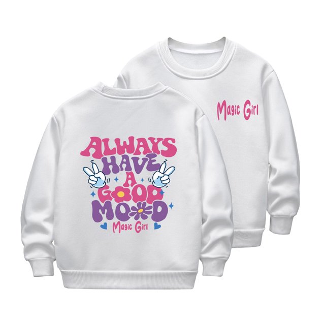 Chemises Filles Enfants Printemps Manches Longues Décontracté Épais Col Rond Chandail à Capuchon Garçons Filles Hauts Blanc 7 Ans-8 Ans