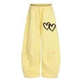 thumbnail image 4 of RMGVDSD Girls Baggy Sweatpants Fashion Heart Print Curved Leg Athletic Pants Elastic Waist Drawstring Trousers Casual School Pants for Girls 12-13 Years, 4 of 5