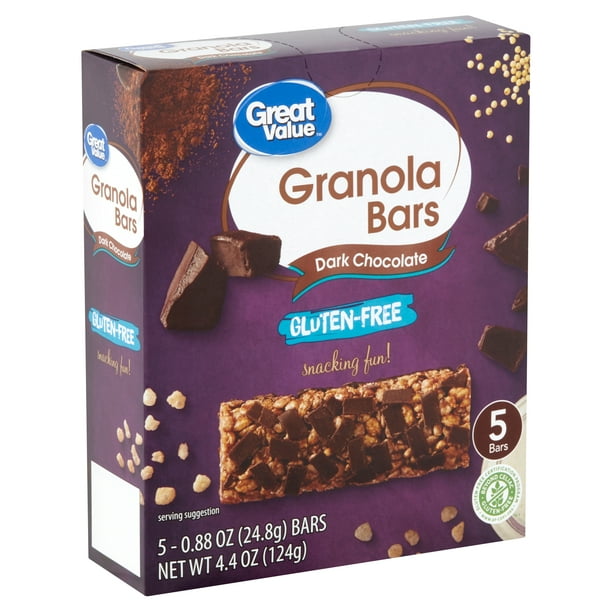 Great Value GlutenFree Dark Chocolate Granola Bars, 4.4 oz. 5 Count