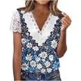 thumbnail image 3 of TaTaai Casual Drop Shoulder Floral Top for Women， V Neck Short Sleeve Pullover Blouse in Airy Lightweight Fabric， Spring Summer Relaxed Fit Tunic Style Gift, 3 of 5