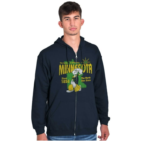Popeye Minnesota MN Local State Pride Zip Up Hoodie Men's Women's Brisco Brands S