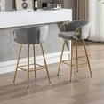 thumbnail image 4 of Tcbosik Bar Stools Set of 2, Velvet Upholstered Bar Chair, Counter Height Stool with Metal Frame for Home Pub, Dining Room, Kitchen Island, Easy Assembly, Gray, 4 of 8
