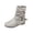 Gray, variant on Womens Slouchy Boots Flat Sole Side Zipper Ring Decoration Suede Stacked Boots