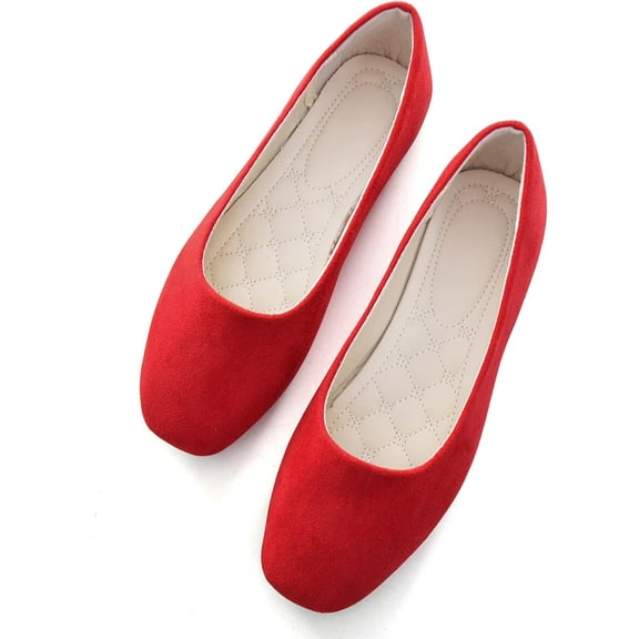 Women Comfort Square Toe Ballets Flats, Slip On Classical Walking Shoes for Wedding/Driving/Dating