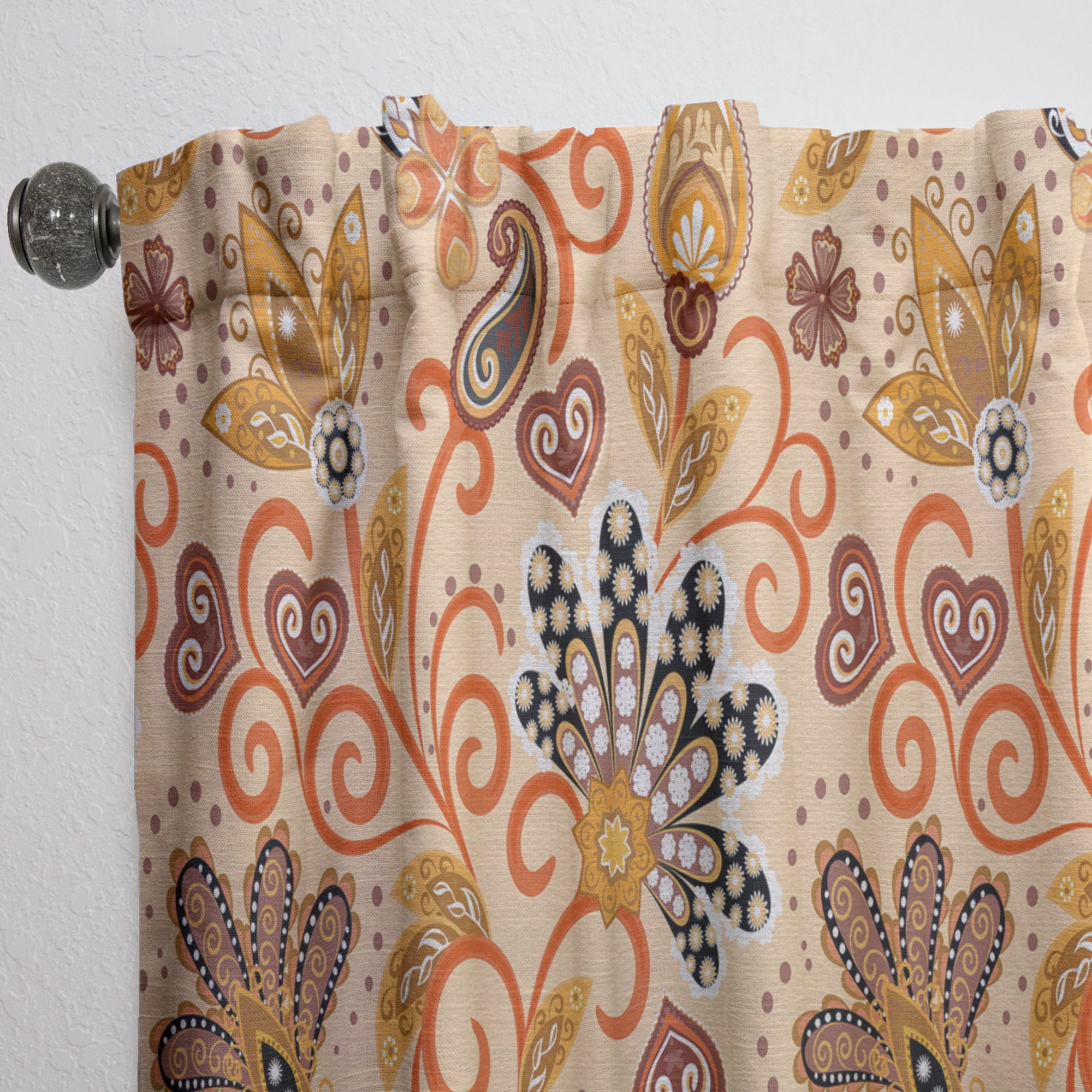 Designart 'Indian Floral Batik Retro II' Mid-Century Modern Curtain Panel