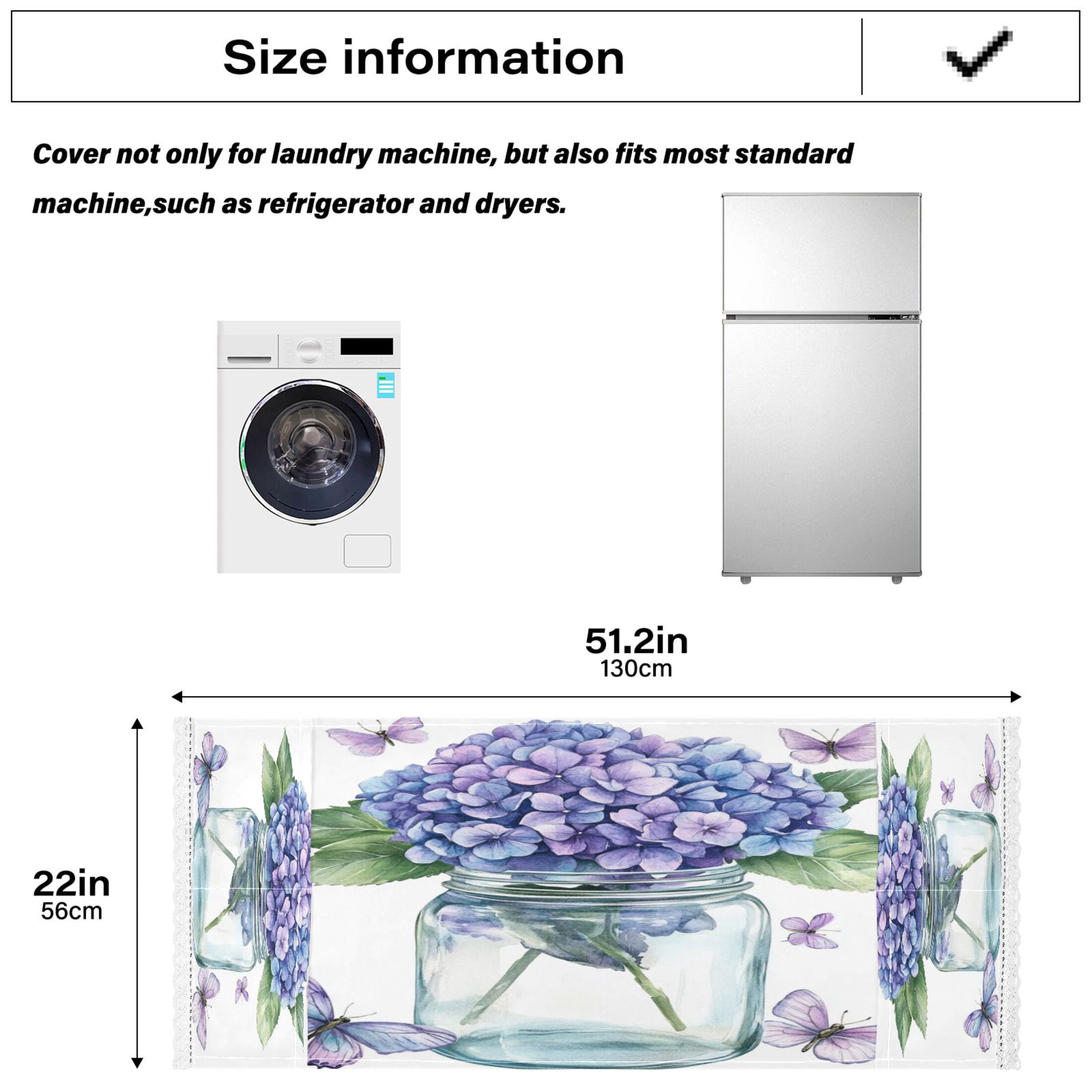 WOBOGO Hydrangea Vase Washing Machine Cloth Dryer Refrigerator Top Cover Protective Non-Slip Mat For Kitchen Laundry