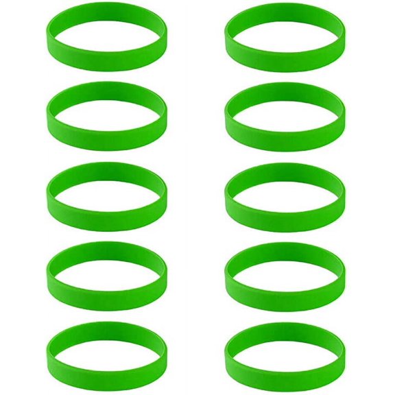 10 PCS Silicone Bracelets Adult Blank Rubber Wristbands Bright Color Wristband Unbranded for Event Sport Party Accessories (Neon Green)