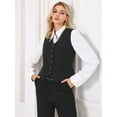 thumbnail image 2 of DARING DIVA Women's Pinstripe Waistcoat Button Down Vintage Striped Vest M Black, 2 of 6
