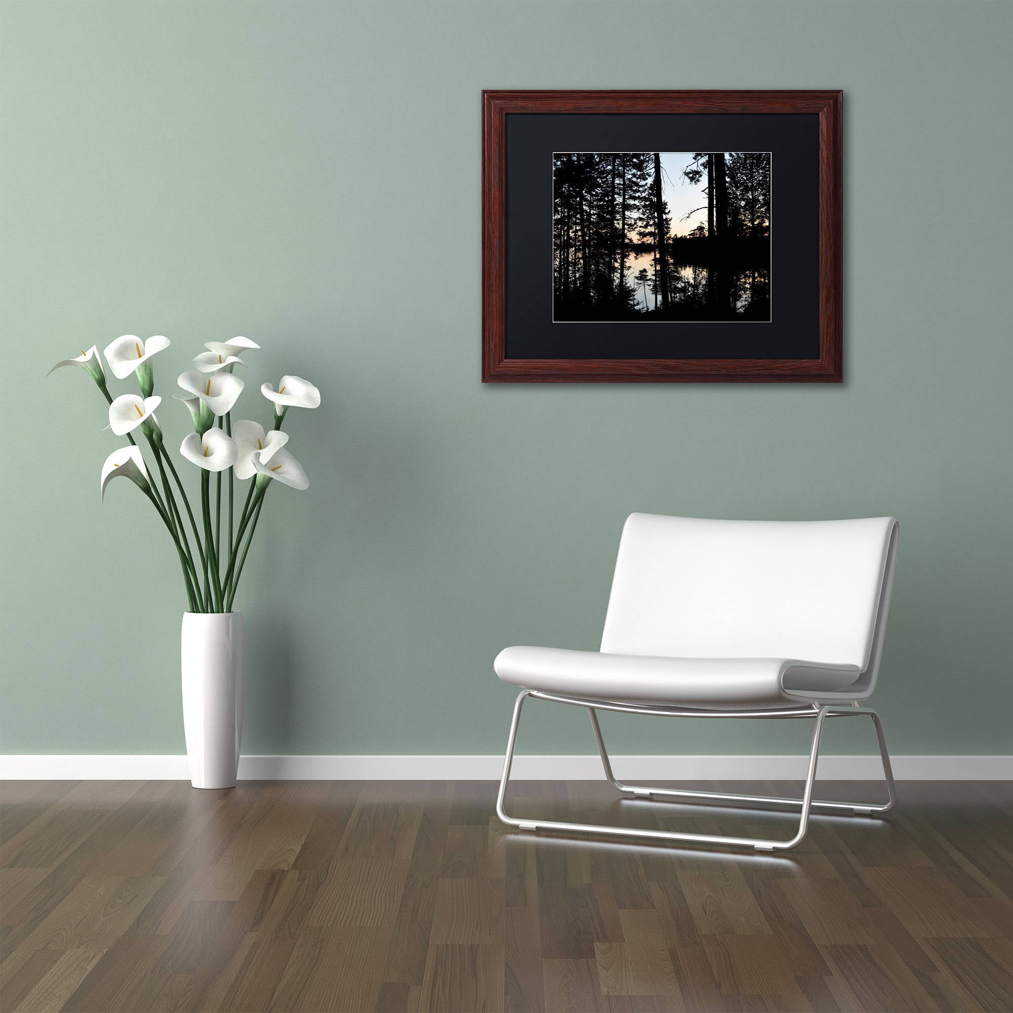Trademark Fine Art 'Sunset Through the Trees' Canvas Art by Nicole Dietz, Black Matte, Wood Frame