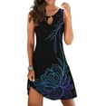 thumbnail image 3 of WILLBEST Vestidos de Lino para Mujer, Minivestido Adecuado para Mujer, Vestido Holgado de Verano sin Mangas con Estampado Floral, Cuello En V, Vestido de Playa Calado Extra Grande, 3 of 3