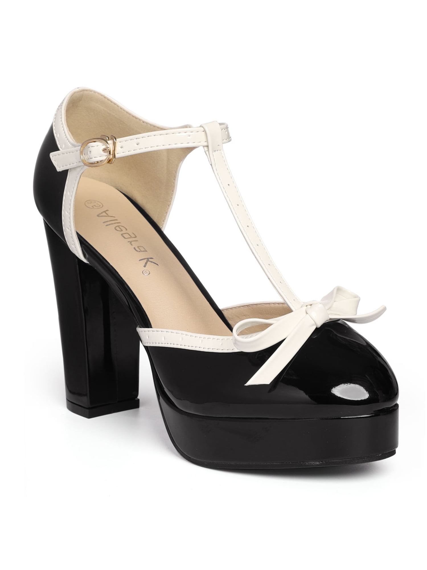 chunky heel platform pumps