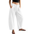 thumbnail image 2 of Breezora Women's Fashionable Casual Bucket Pants Cotton Linen Wide Leg Loose Fit Summer Breathable With Pockets, 2 of 6