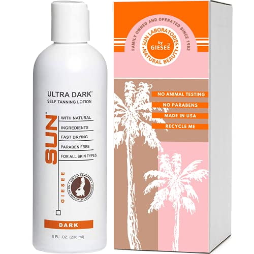 Sun Laboratories Lotion Autobronzante Ultra Sombre pour le Corps et le Visage - Bronzage Sans Soleil Lueur Dorée - Foncé - 8 fl oz Bouteille