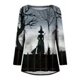 thumbnail image 4 of Costumes d'Halloween pour Femmes 2023 en Liquidation T-Shirt à Col Rond Oversize pour Femmes T T-Shirts à Imprimé d'Halloween T-Shirt à Manches Courtes Blouse Hauts, 4 of 5