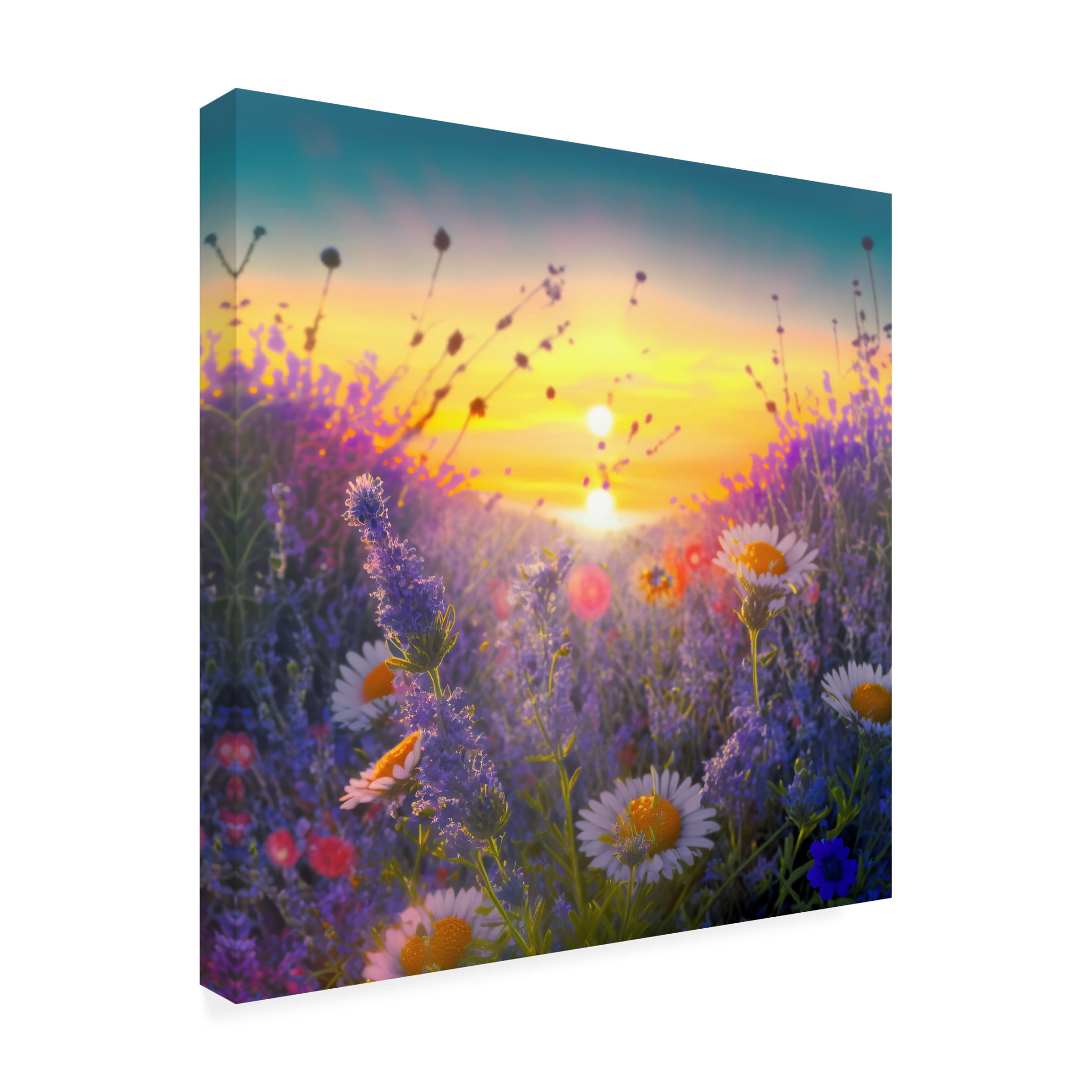 Canvas Wall Art - Ray Heere 'Flowering Fields 2' Wall Art for Living Room, Bedroom, or Office Décor by Trademark Fine Art - 18 x 18 Inches