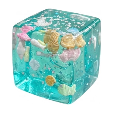 Glitter Ocean Cubes Slow Rising Squeeze Toys, Ocean Cubes Sugar Squishy Fidget Toys for Adults, Super Soft Sensory Stress Ball Squeeze Toys for Stress Relief