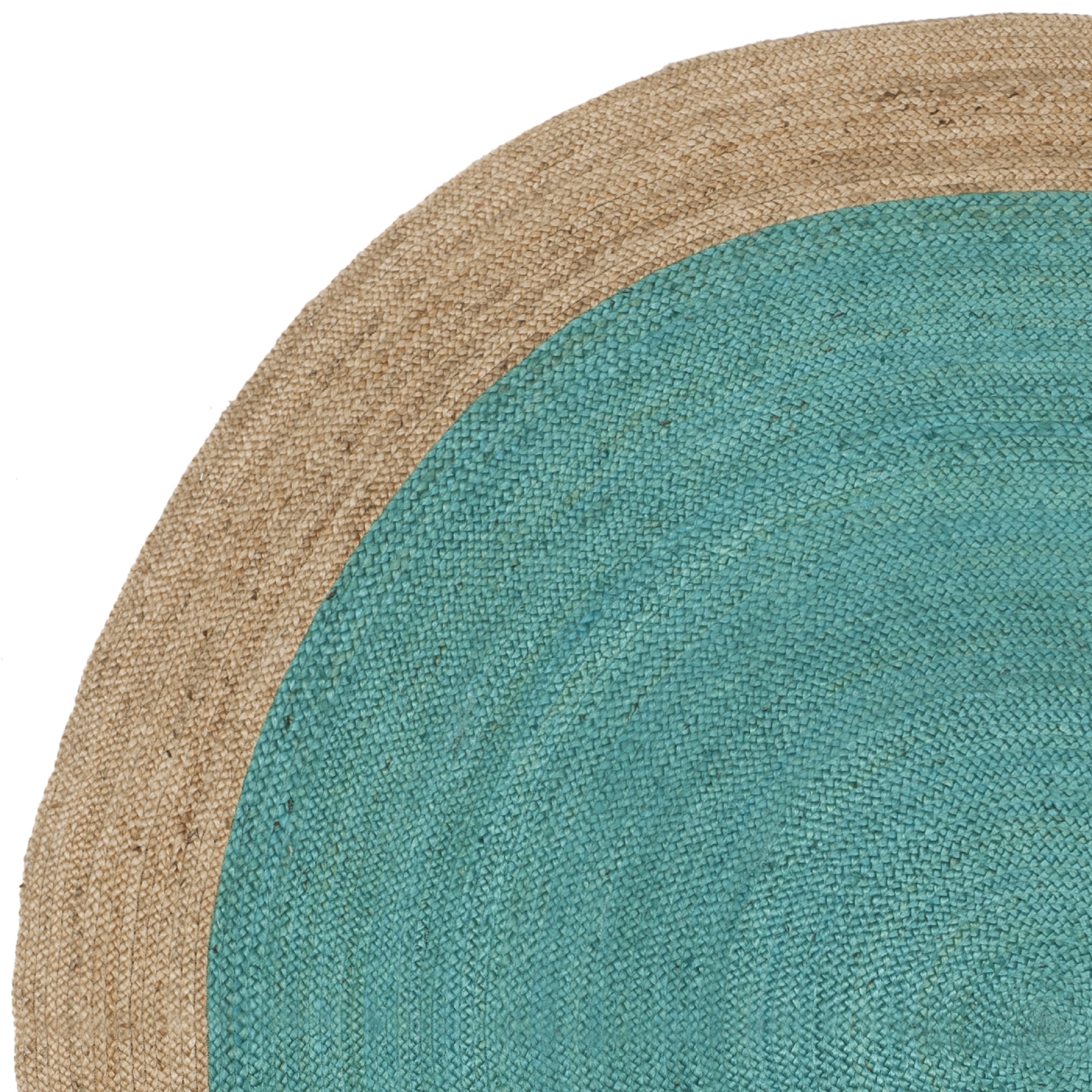 SAFAVIEH Natural Fiber Cebrail Braided Jute Area Rug, Teal/Natural, 9' x 9' Round