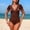 A881 Coffee, variant on One Piece Swimsuits for Women Built-in Bra V Neck Ruffle Sleeve Tropical Print Tummy Control Monokini Slimming Flattering Beachwear Bathing Suits