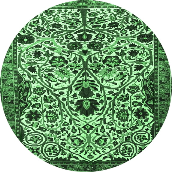 Ahgly Company Indoor Round Persian Emerald Green Traditional Area Rugs, 4' Round