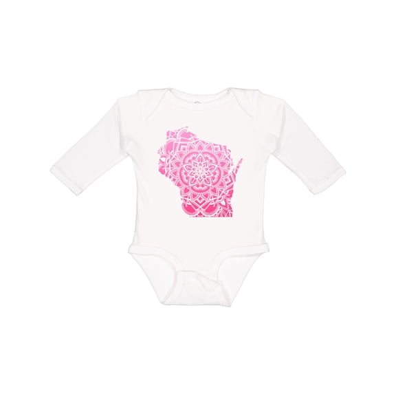 Inktastic Wisconsin Silhouette Mandala Boys or Girls Long Sleeve Baby Bodysuit