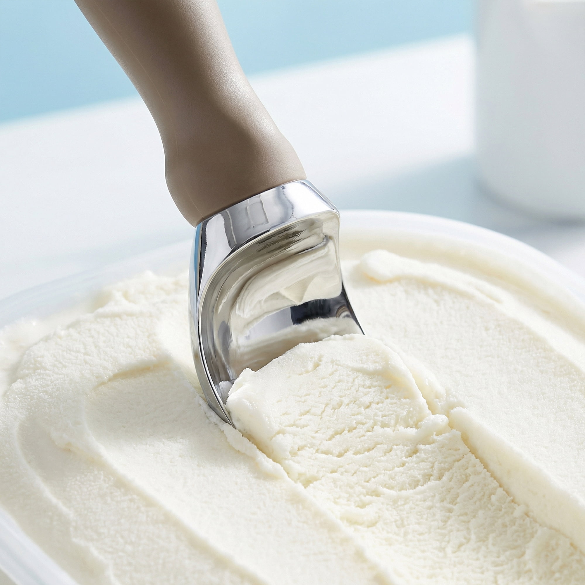 Unique Bargains Zinc Ice Cream Scoop with for Gelato and Cookie Dough Brown 7.9in