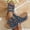 Navy, variant on Shoes for Women Solid Color Wedge Slip On Mules Open Toe Summer Beach Flip Flops Shoes