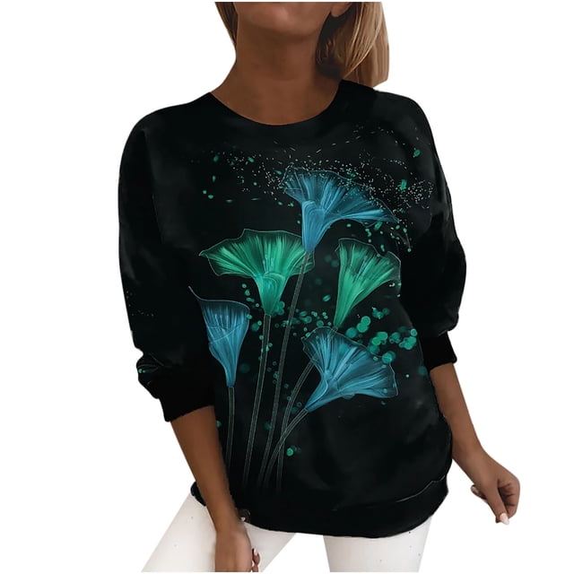 Blusa de manga larga con estampado de costuras y cuello redondo para mujer Fridja hkj1862