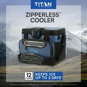 Titan by Arctic Zone 12 Can Zipperless Soft Cooler, 8 Quart, Ocean Blue