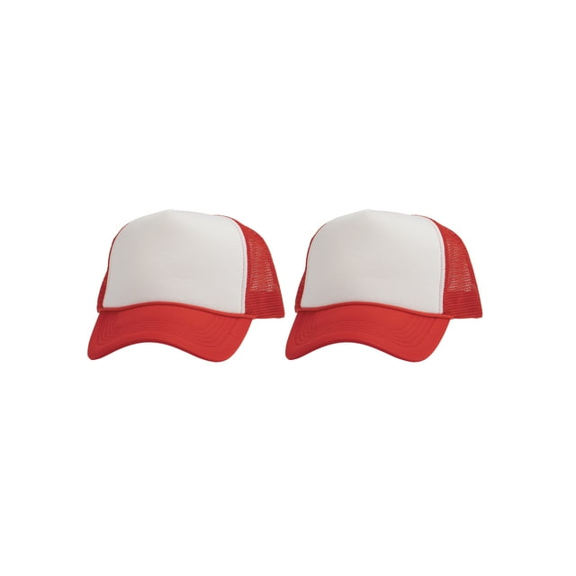 Top Headwear Men's Blank Rope Trucker Foam Mesh Plain White/Red