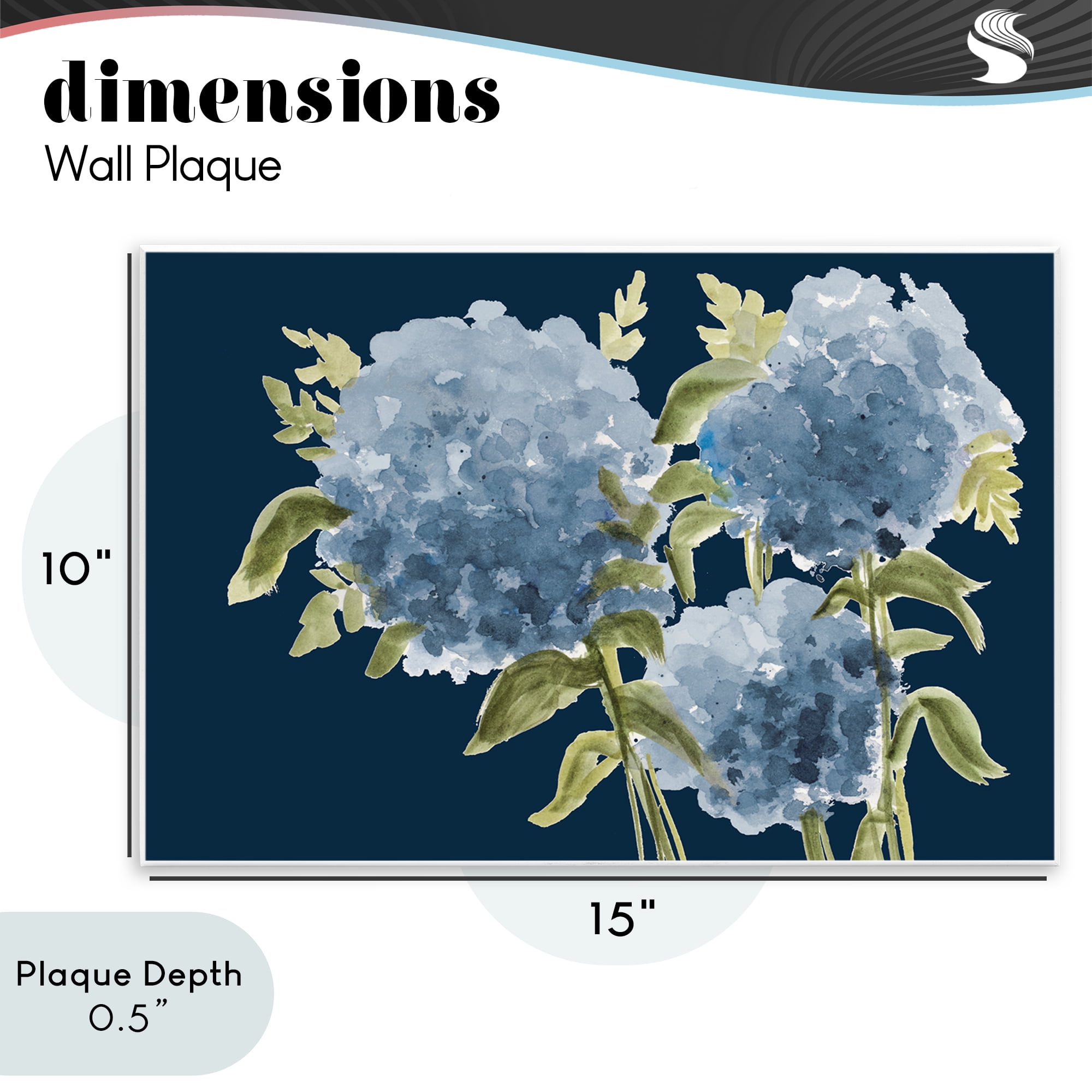 Stupell Industries Blue Hydrangeas on Indigo Wall Plaque Art, design by Janice Gaynor