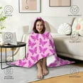 thumbnail image 4 of Wearable Blanket,Pink Butterfly Pattern Hooded Wearable Flannel Blanket for Adults & Teens,Winter Poncho Shawl Wrap Cape Cozy Anti-Pill,60"x80", 4 of 5