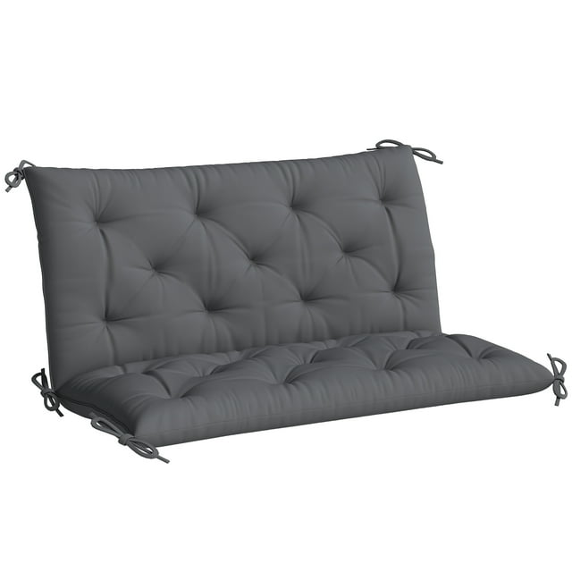 Outsunny Garden Bench Cushion with Backrest, Non-Slip 2 Seater Soft Pad