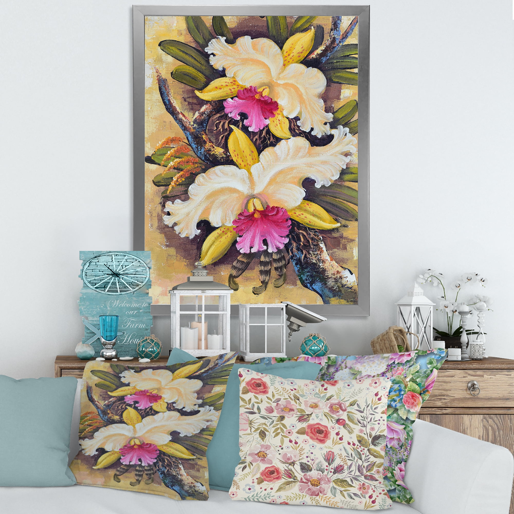 Designart 'Ancient Forest Orchids II' Traditional Framed Art Print