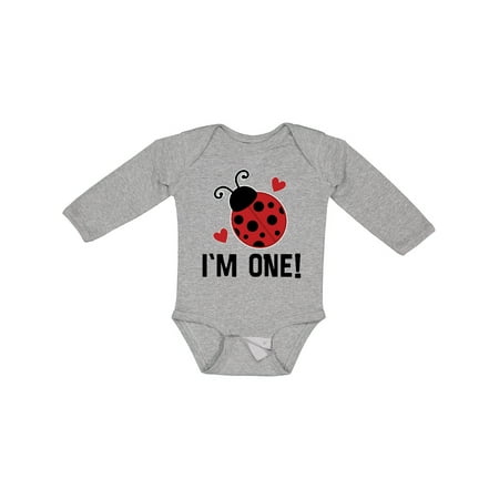 

Inktastic 1st Birthday Ladybug 1 Year Old Gift Baby Girl Long Sleeve Bodysuit