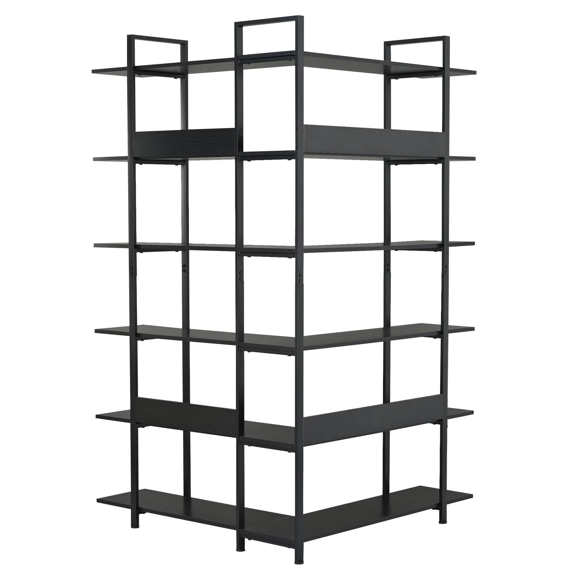 Dropship 74.8 Inch Bookshelf L-shape MDF Boards Stainless Steel Frame  Corner 6-tier Shelves Adjustable Foot Pads, Black to Sell Online at a Lower  Price