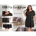thumbnail image 6 of FEREMO Plus Size Nightgowns for Women Short Sleeve Sleepshirt Knee Length Sleepwear with Pockets, 6 of 7