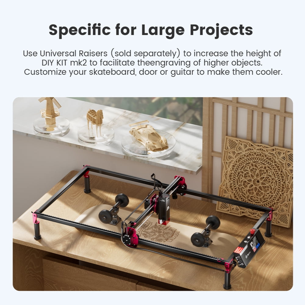 AlgoLa/ser DIY KIT 10W La/ser Engraver with Expansion Kit, Support WIFI APP Control and Emergency Stop, 400x850mm Engraving Area La/ser Engraving Machine for DIY Wood and Metal