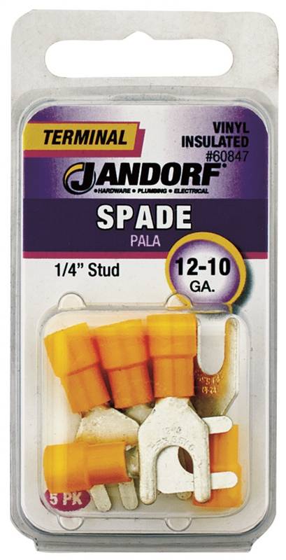 Jandorf 12-10 Ga. Insulated Wire Terminal Spade Yellow 5 pk