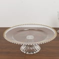 thumbnail image 2 of Efavormart 2-Pack Plastic Pedestal Cake Stands – Clear 13" Round Dessert Display Trays with Gold Beaded Rim, 2 of 5
