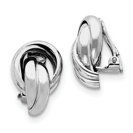 - Sterling Silver Polished Knot Design Clip Back Non-Pierced Earrings - 5.2 Grams