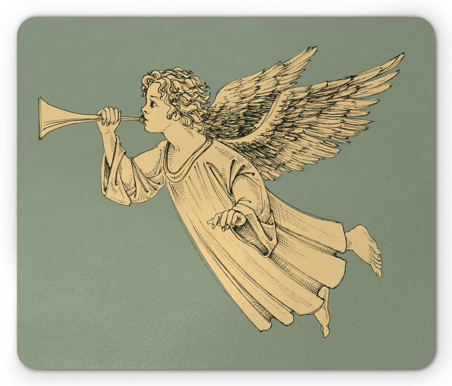 Vintage Unique Decorative Romantic Angel w/trumpet in pastels wallhanging