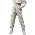 thumbnail image 2 of Weardear Women's Cotton Cargo Pants Elastic Waist Drawstring Pants Casual Joggers with Pockets, 2 of 6