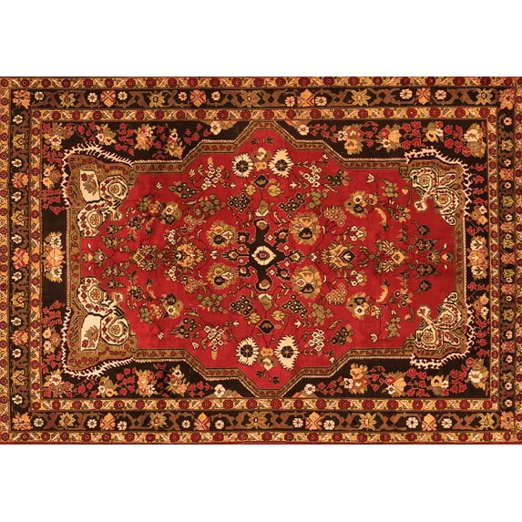 Ahgly Company Indoor Rectangle Persian Orange Traditional Area Rugs, 7' x 10'