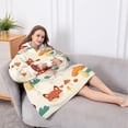 thumbnail image 5 of Oversized Wearable Blanket Hoodie,Orange Mushroom Fox Light Pattern Sherpa Blanket Hoodie with Super Pockets,Super Warm Fuzzy Pullover for Women & Men, 5 of 6