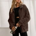 thumbnail image 5 of jtjvou Womens Coat Casual Lapel Full Zip Fleece Jacket Long Sleeve Oversized Warm Winter Outwear with Pockets Brown XL, 5 of 9