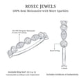 thumbnail image 6 of Rosec Jewels Certified Moissanite Half Eternity Ring with Beaded Details (D Color VS1 Clarity), 925 Sterling Silver, US 4.00, 6 of 7