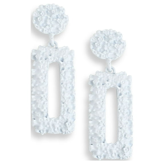 SOHI White Gold-Plated Geometric Drop Earrings